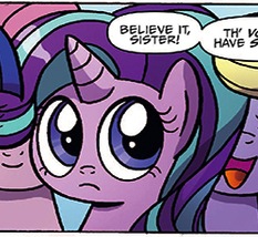 Size: 233x214 | Tagged: safe, artist:agnesgarbowska, idw, screencap, starlight glimmer, twilight sparkle, alicorn, pony, unicorn, g4, spoiler:comic, cute, female, glimmerbetes, mare, twilight sparkle (alicorn)