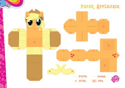 Size: 2048x1447 | Tagged: safe, part of a set, applejack, g4, official, craft, female, my little pony logo, papercraft, portuguese, solo