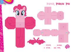 Size: 2048x1447 | Tagged: safe, part of a set, pinkie pie, g4, official, craft, female, my little pony logo, papercraft, portuguese, solo