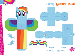 Size: 2048x1447 | Tagged: safe, part of a set, rainbow dash, g4, official, craft, female, my little pony logo, papercraft, portuguese, solo