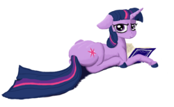 Size: 2167x1335 | Tagged: safe, artist:paskanaakka, derpibooru exclusive, twilight sparkle, pony, unicorn, g4, book, female, floppy ears, frown, grumpy, looking at you, mare, prone, simple background, solo, transparent background