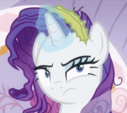 Size: 447x399 | Tagged: safe, screencap, rarity, pony, unicorn, g4, ppov, cropped, female, frown, looking at you, mare, mirror, reaction image, reflection, seaweed, solo, unamused