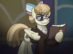 Size: 1540x1136 | Tagged: safe, artist:drawponies, oc, oc only, pegasus, pony, book, clothes, glasses, solo