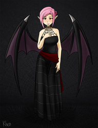 Size: 774x1015 | Tagged: safe, artist:kprovido, fluttershy, bat pony, human, g4, clothes, dress, female, flutterbat, goth, gothic, humanized, looking at you, race swap, solo