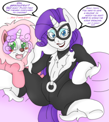Size: 1697x1900 | Tagged: safe, artist:blackbewhite2k7, rarity, sweetie belle, pony, unicorn, g4, animal costume, black cat, catfilly, catgirl (dc), catmare, clothes, costume, dialogue, duo, duo female, female, filly, foal, halloween, kitrina falcone, lion (steven universe), lion costume, lipstick, looking at you, mare, nightmare night, simple background, sketch, steven universe, talking to viewer, white background, wip