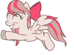 Size: 1007x742 | Tagged: safe, artist:raindashesp, angel wings, pegasus, pony, g4, top bolt, ^^, bow, eyes closed, female, flying, hair bow, mare, simple background, smiling, solo, transparent background