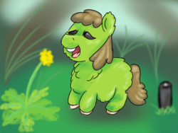 Size: 1280x960 | Tagged: safe, artist:fluffsplosion, fluffy pony, dandelion, impending doom, sprinkler