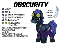 Size: 3000x2220 | Tagged: safe, artist:moemneop, oc, oc only, oc:obscurity, clothes, costume, high res, reference sheet, shadowbolts, shadowbolts costume, simple background, solo, transparent background