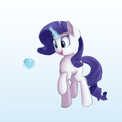 Size: 2000x2000 | Tagged: safe, artist:vanillaghosties, rarity, g4, diamond, female, gradient background, high res, levitation, magic, open mouth, smiling, solo, telekinesis