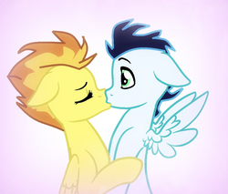 Size: 974x830 | Tagged: safe, artist:mydash, soarin', spitfire, pegasus, pony, g4, duo, kiss on the lips, kissing, male, ship:soarinfire, shipping, straight
