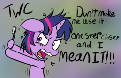 Size: 1255x815 | Tagged: safe, artist:tellytoon, artist:tellywebcartoons, twilight sparkle, g4, 30 minute art challenge, crazy face, faic, female, ren and stimpy, solo, space madness!, toothbrush