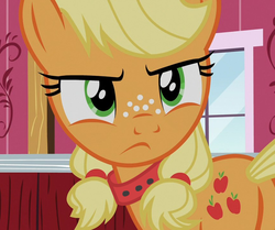 Size: 861x720 | Tagged: safe, edit, edited screencap, screencap, applejack, g4, where the apple lies, butt, collar, double mane, female, plot, solo, teenage applejack