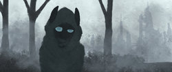 Size: 900x383 | Tagged: safe, artist:vadkaart, anthro, cloak, clothes, looking at you, solo, tree