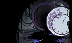 Size: 900x531 | Tagged: safe, artist:egophiliac, nightmare moon, steamquestria, g4, ambiguous gender, nightmare clock, solo, steampunk