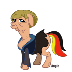 Size: 1000x1000 | Tagged: safe, artist:myhandsarecrazy, pony, angela merkel, clothes, flag, german, germany, old, ponified, simple background, solo, transparent background