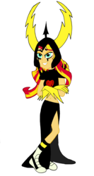 Size: 1970x3706 | Tagged: safe, artist:renthegodofhumor, sunset shimmer, equestria girls, g4, disney, female, lord dominator, out of character, simple background, solo, transparent background, wander over yonder