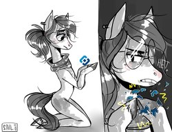 Size: 807x621 | Tagged: artist needed, safe, oc, oc only, earth pony, pony, my little brony risovach, 2 panel comic, anti-censorship, breaking, comic, ear piercing, earth pony oc, glasses, kneeling, limited color, neck warmer, piercing, ponified, roskomnadzor, russian, solo