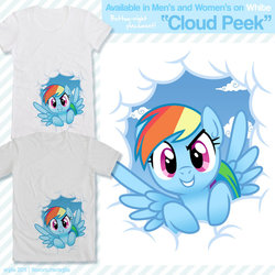 Size: 900x900 | Tagged: safe, artist:anjila, rainbow dash, g4, clothes, cloud, female, looking at you, shirt, solo