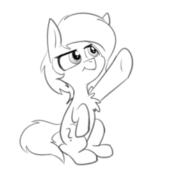 Size: 586x599 | Tagged: safe, artist:duop-qoub, oc, oc only, oc:filly anon, earth pony, pony, female, filly, monochrome, simple background, solo, white background