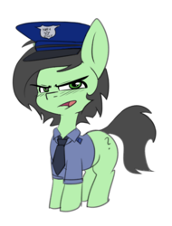 Size: 611x805 | Tagged: safe, artist:duop-qoub, oc, oc only, oc:filly anon, clothes, female, filly, police, simple background, solo, uniform, white background
