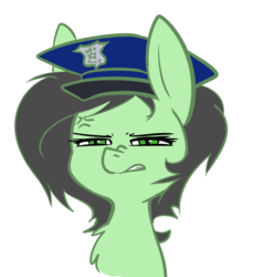 Size: 710x776 | Tagged: safe, artist:duop-qoub, oc, oc only, oc:filly anon, earth pony, pony, female, filly, police, simple background, solo, white background