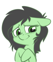 Size: 536x623 | Tagged: safe, artist:duop-qoub, oc, oc only, oc:filly anon, earth pony, pony, adoranon, blushing, cute, female, filly, floppy ears, hooves to the chest, shy, simple background, smiling, solo, white background