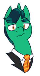 Size: 442x840 | Tagged: safe, artist:caballerial, bust, colored pupils, dad horse, green, simple background, solo, transparent background, varicose
