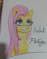 Size: 640x800 | Tagged: safe, artist:beatsubi, fluttershy, g4, color, draw, drawing, female, meme, scratches, scratching, shade, solo, traditional art