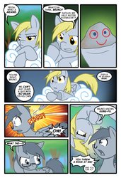 Size: 739x1080 | Tagged: safe, artist:kazziepones, artist:ketirz, derpy hooves, oc, oc:lonely hooves, pegasus, pony, comic:lonely hooves, g4, comic, female, glasses, mare, pet rock