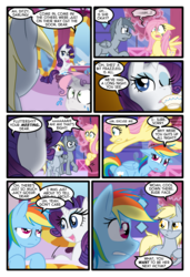 Size: 1024x1497 | Tagged: safe, artist:kazziepones, artist:ketirz, derpy hooves, fluttershy, rainbow dash, rarity, sweetie belle, oc, oc:lonely hooves, pegasus, pony, comic:lonely hooves, g4, comic, female, glasses, mare