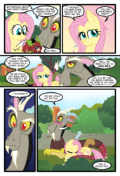 Size: 1024x1497 | Tagged: safe, artist:kazziepones, artist:ketirz, discord, fluttershy, fruit bat, comic:lonely hooves, g4, comic, male, ship:discoshy, shipping, straight