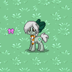 Size: 231x231 | Tagged: safe, butterfly, pony, pony town, clothes, green party, jill stein, pixel art, scarf, screenshots, solo