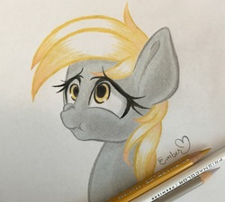 Size: 3202x2888 | Tagged: safe, artist:emberslament, derpy hooves, pegasus, pony, g4, slice of life (episode), colored pencil drawing, female, high res, prismacolors, scene interpretation, scrunchy face, solo, traditional art