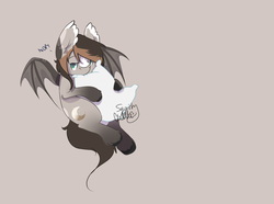 Size: 2341x1744 | Tagged: safe, artist:squishycuddle, oc, oc only, oc:whimsy whisky, bat pony, pony, biting, nom, pillow, solo, wings