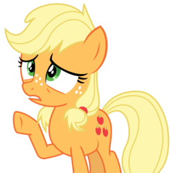 Size: 3194x3231 | Tagged: safe, artist:sketchmcreations, applejack, g4, where the apple lies, female, high res, raised hoof, simple background, solo, teenage applejack, transparent background, vector, worried