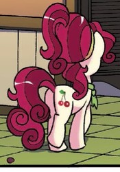 Size: 287x411 | Tagged: safe, idw, cherry jubilee, pony, friends forever #33, g4, my little pony: friends forever, butt, comic, cropped, female, plot, solo