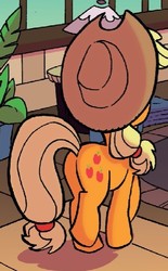 Size: 353x568 | Tagged: safe, idw, applejack, earth pony, pony, friends forever #33, g4, my little pony: friends forever, butt, comic, cropped, female, mare, plot, solo