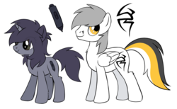 Size: 1280x786 | Tagged: dead source, safe, artist:hioshiru, oc, oc only, oc:kate, oc:kej, pegasus, pony, unicorn, duo, female, k+k, male, mare, show accurate, simple background, stallion, white background