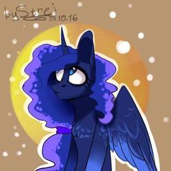 Size: 500x500 | Tagged: safe, artist:strejette, princess luna, alicorn, pony, g4, abstract background, female, horn, looking up, solo, wings