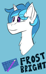 Size: 1500x2400 | Tagged: safe, artist:treble sketch, oc, oc only, oc:frost bright, pony, cutie mark, looking away, male, smiling, solo, stallion