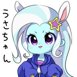 Size: 700x700 | Tagged: safe, artist:weiliy, trixie, equestria girls, g4, bust, cute, diatrixes, female, japanese, simple background, solo, white background