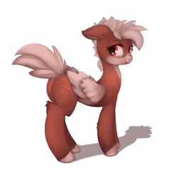 Size: 2797x2815 | Tagged: safe, artist:qweeli, oc, oc only, oc:ruby rustfeather, pegasus, pony, butt, female, floppy ears, high res, plot, simple background, smiling, solo, standing, white background