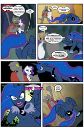 Size: 841x1280 | Tagged: safe, artist:testostepone, princess luna, rarity, rover, diamond dog, spider, g4, best pony, comic, male, parody, spider-man, xk-class end-of-the-world scenario