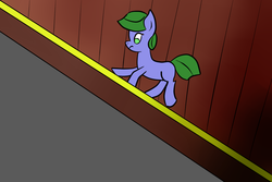 Size: 1200x800 | Tagged: safe, artist:saria the frost mage, oc, oc only, oc:clover patch, earth pony, pony, a foal's adventure, blank flank, child, cyoa, female, filly, foal, running, solo, stairs, story included