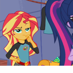 Size: 1000x1000 | Tagged: safe, edit, edited screencap, screencap, sci-twi, sunset shimmer, twilight sparkle, equestria girls, g4, my little pony equestria girls: legend of everfree, bad cropping, gif, non-animated gif, solo focus