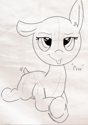 Size: 560x794 | Tagged: safe, artist:anonymous, oc, oc only, oc:sketchy (8chan), /pone/, 8chan, cute, cyoa:sketchy, prrr, solo, tail wag