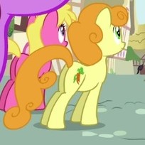 Size: 204x204 | Tagged: safe, screencap, carrot top, golden harvest, earth pony, pony, a friend in deed, g4, butt, cropped, female, mare, plot