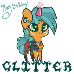 Size: 1100x1100 | Tagged: safe, artist:otterlore, snails, g4, birthday, boots, chain necklace, chains, clothes, cute, ear piercing, earring, eyeliner, fishnet stockings, freckles, glitter shell, goth, hat, heart eyes, jacket, jewelry, locket, male, pantyhose, party hat, piercing, shellbetes, simple background, skirt, solo, stockings, transparent background, wingding eyes