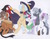 Size: 531x415 | Tagged: safe, artist:frozensoulpony, oc, oc only, oc:babe rootbeer, oc:garnette, oc:paczki, oc:pepper spray, oc:silver stele, oc:tiger eye, earth pony, griffon, pony, unicorn, baseball bat, mouth hold, offspring, parent:button mash, parent:cheese sandwich, parent:diamond tiara, parent:donut joe, parent:lightning dust, parent:little red, parent:pipsqueak, parent:silver spoon, parent:snails, parent:trixie, parent:twist