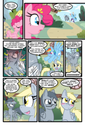 Size: 1024x1497 | Tagged: safe, artist:kazziepones, artist:ketirz, derpy hooves, pinkie pie, rainbow dash, rarity, oc, oc:lonely hooves, pegasus, pony, comic:lonely hooves, g4, female, glasses, mare